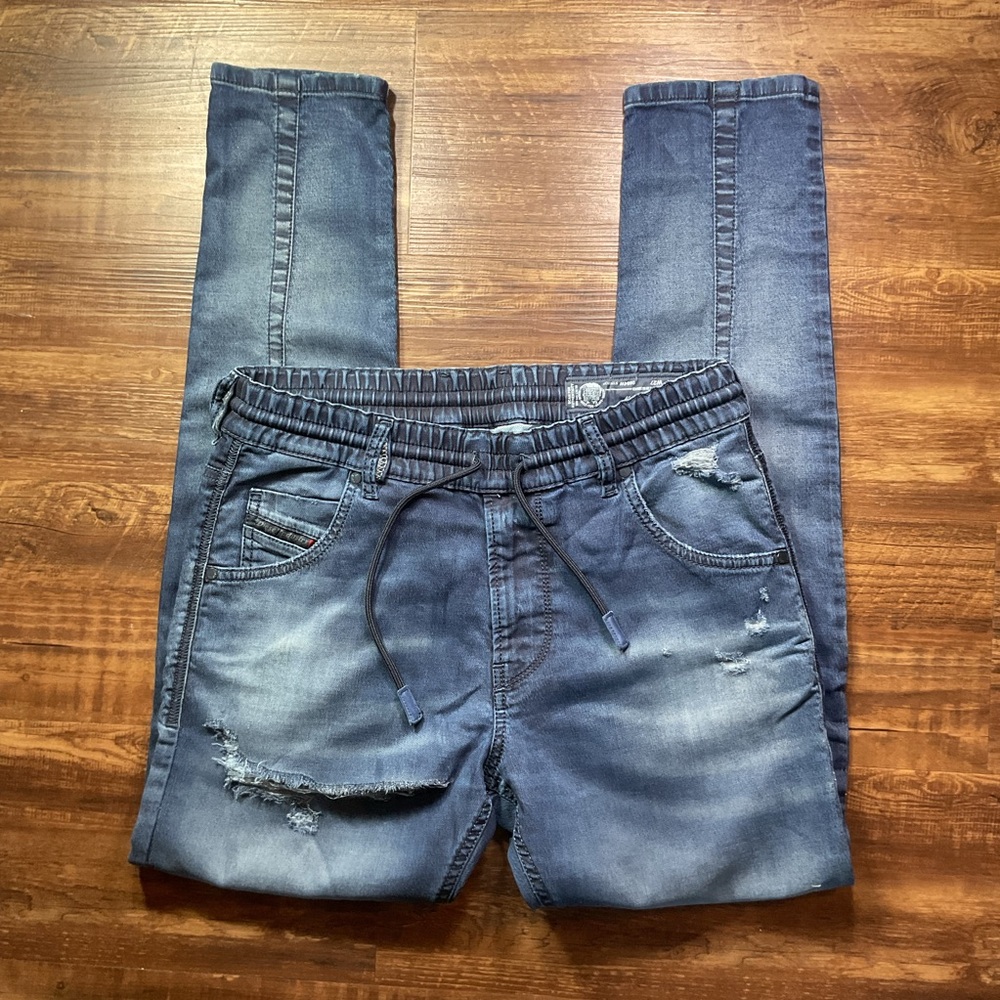 Diesel Krailey-Ne Jog Jeans Women’s 27 Blue Denim Distressed Drawstring